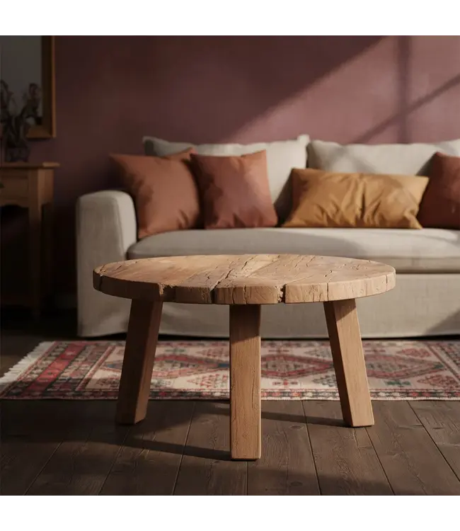 Raw materials Farmwood ronde salontafel - FSC-gerecycled hout - Ø70x38 cm
