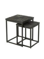 J-line  J-Line bijzettafel Shanil - hout/ijzer - zwart - set van 2