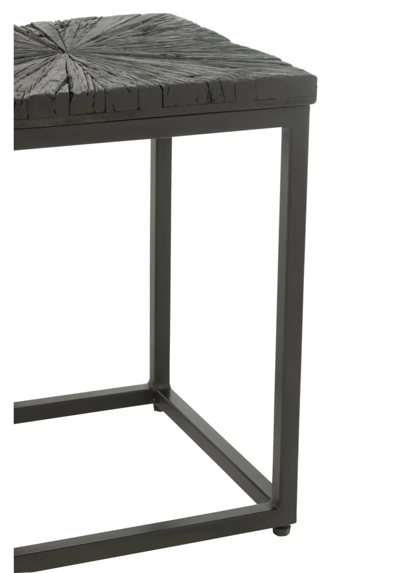 J-line  J-Line bijzettafel Shanil - hout/ijzer - zwart - set van 2