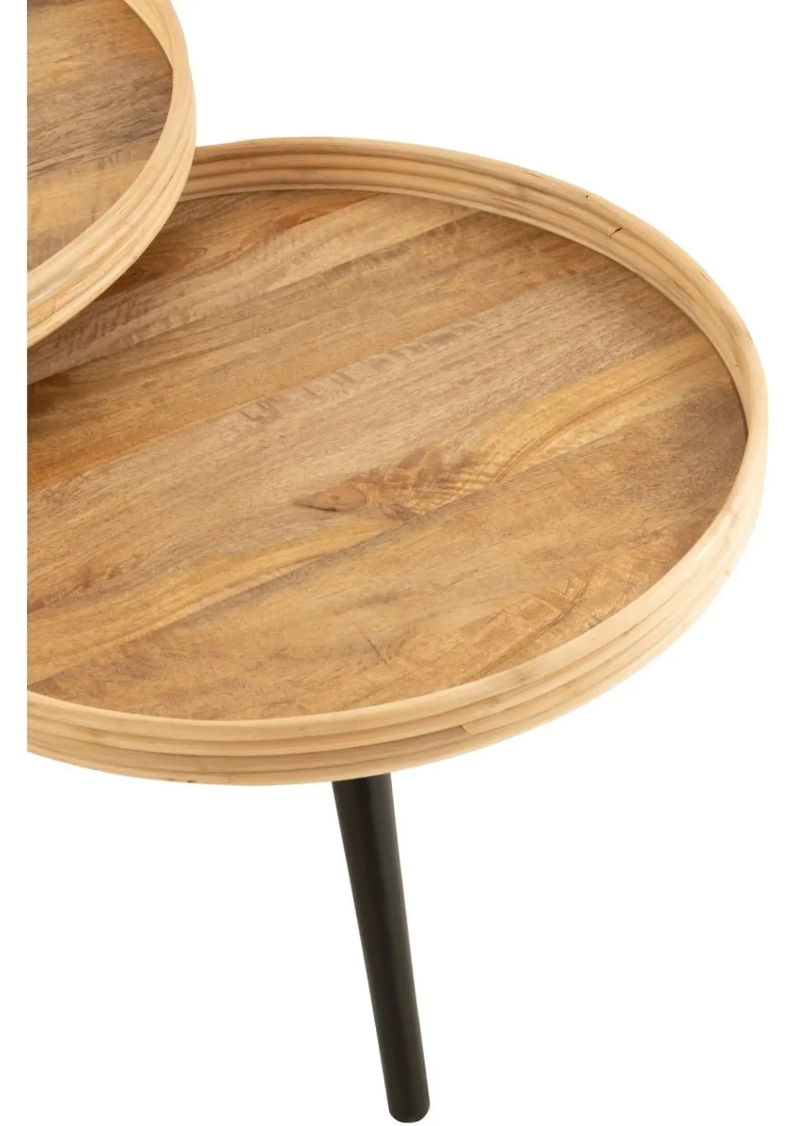 J-line  J-Line Set Van 3 Bijzettafel Rond Mango Hout Naturel