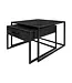 Home67 Salontafel Ruby Visgraat - Zwart Mangohout - Set van 2