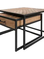 Home67 Salontafel Ruby Visgraat - Bruin Mangohout - Set van 2
