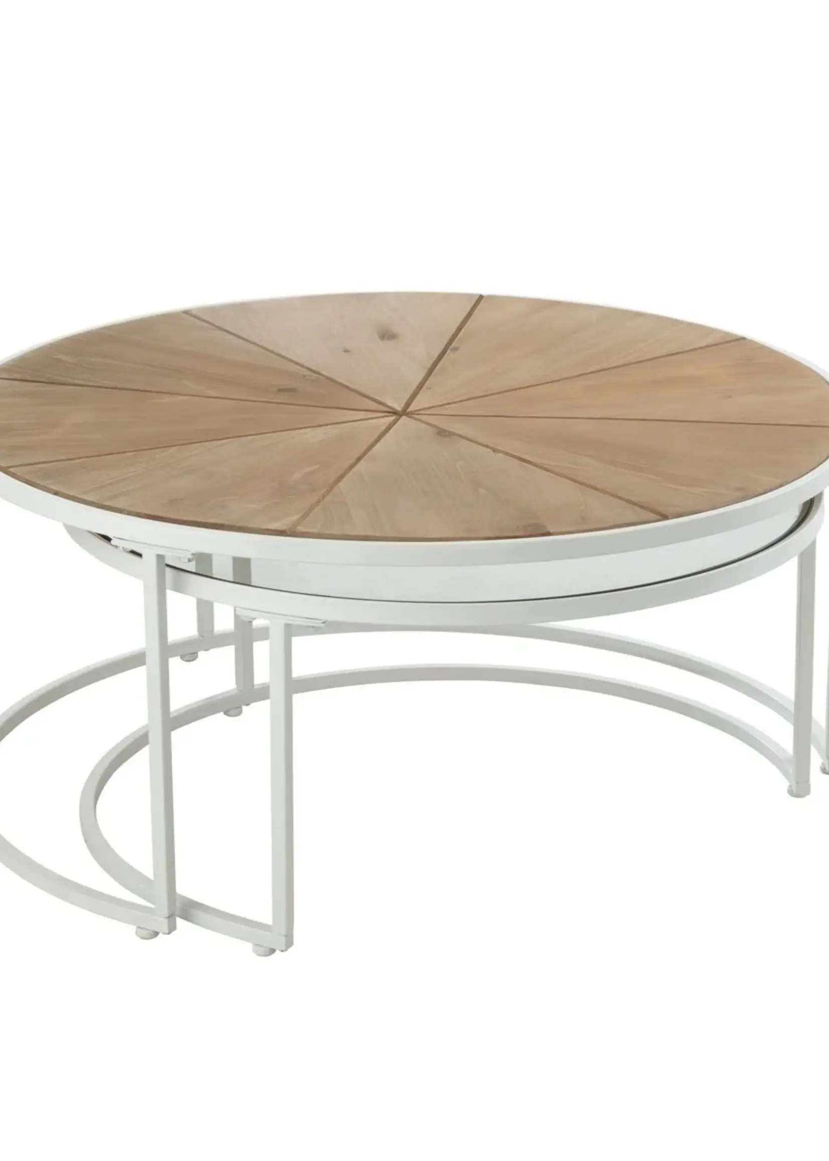 J-line  J-Line bijzettafel Relax - metaal/hout - wit/naturel - set van 2
