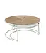 J-line  J-Line bijzettafel Relax - metaal/hout - wit/naturel - set van 2