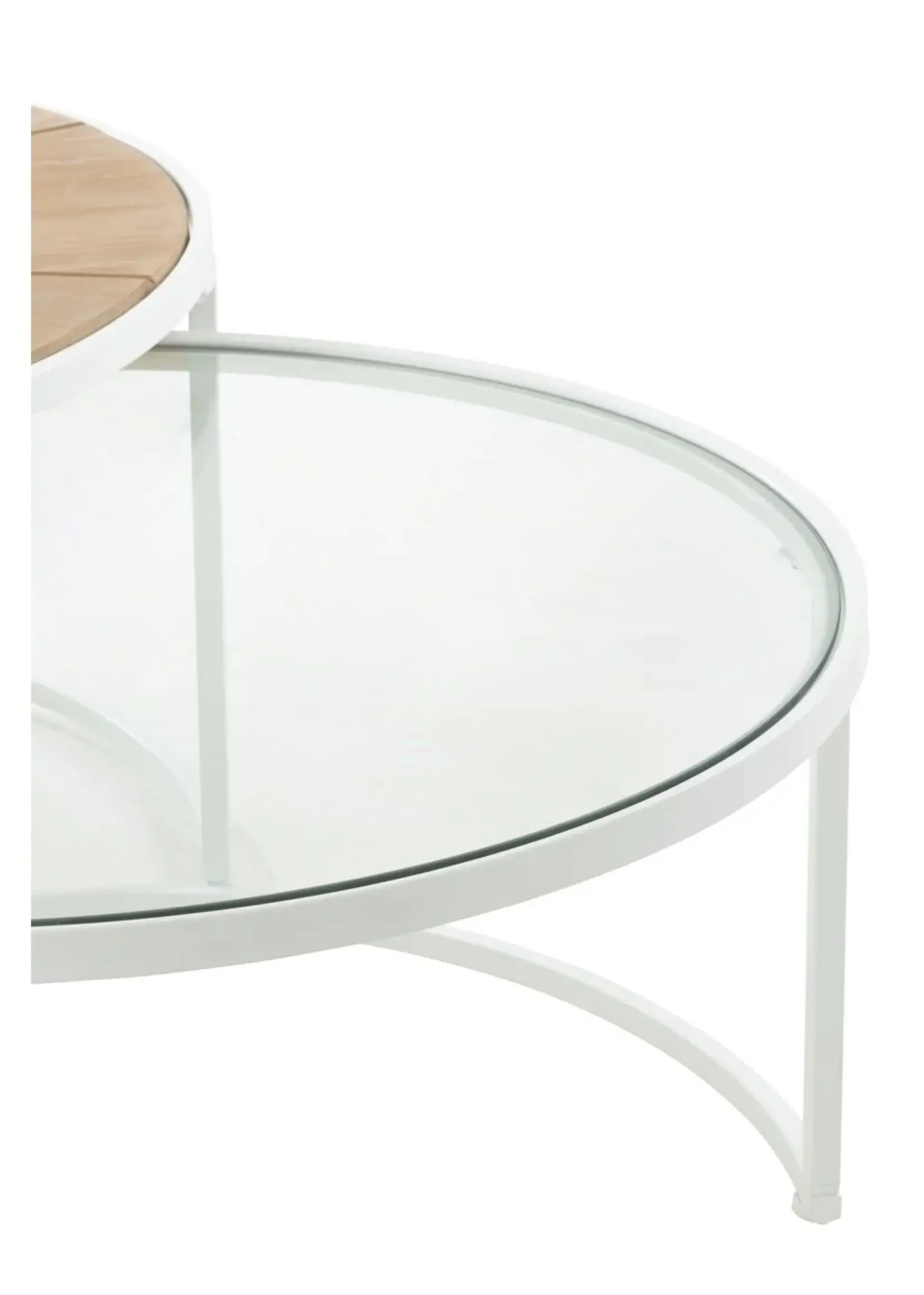 J-line  J-Line bijzettafel Relax - metaal/hout - wit/naturel - set van 2
