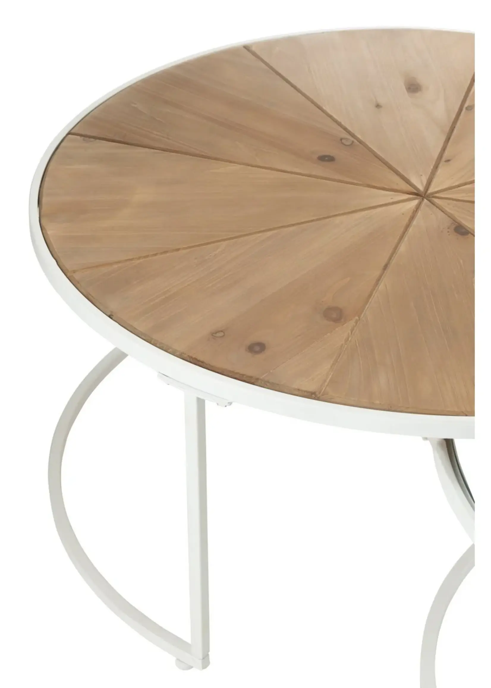 J-line  J-Line bijzettafel Relax - metaal/hout - wit/naturel - set van 2
