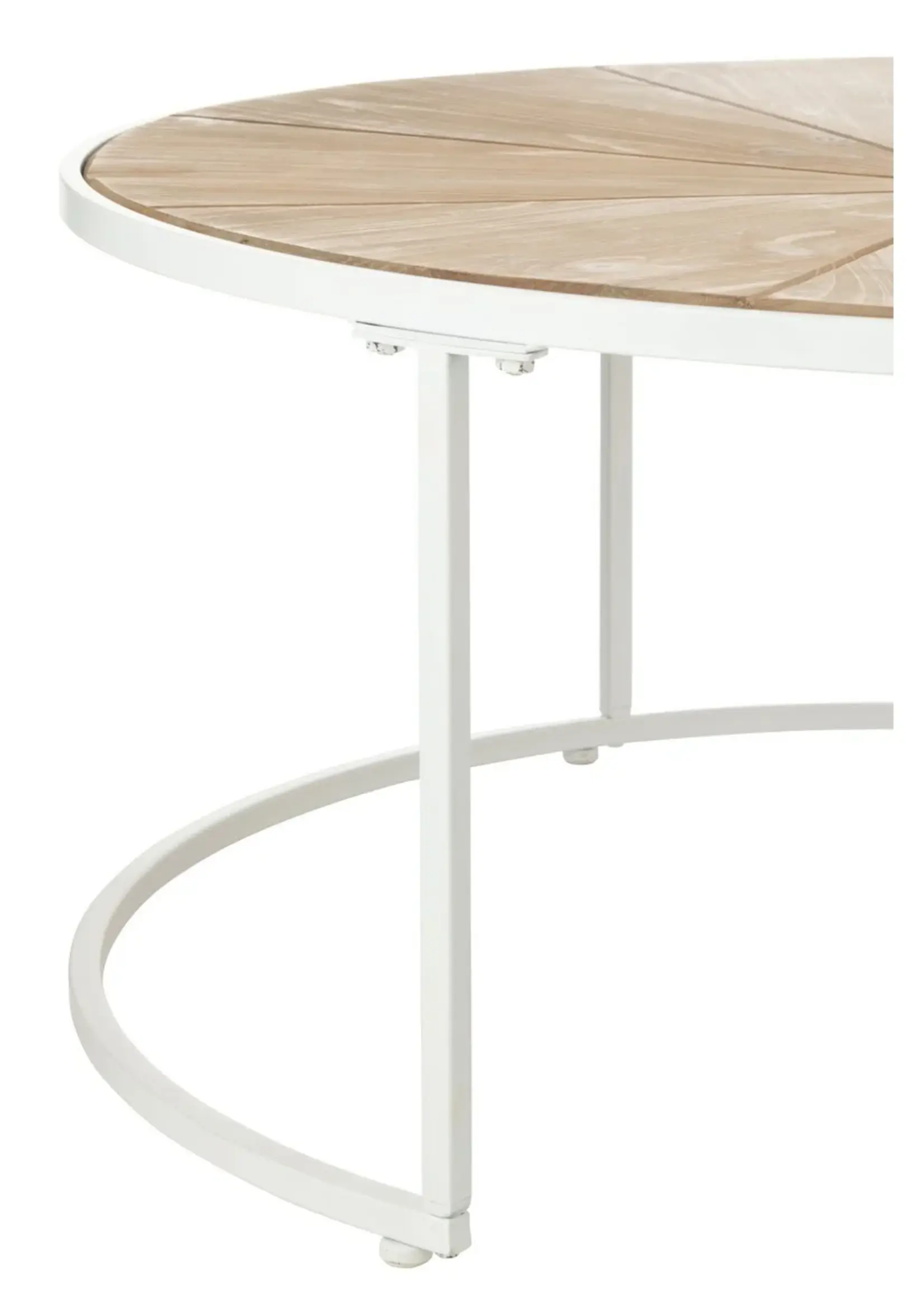 J-line  J-Line bijzettafel Relax - metaal/hout - wit/naturel - set van 2