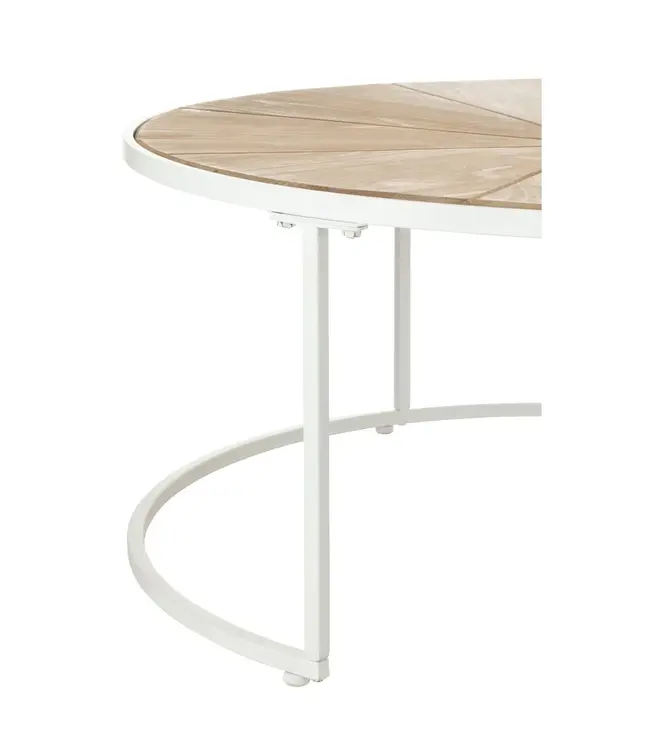 J-line  J-Line bijzettafel Relax - metaal/hout - wit/naturel - set van 2
