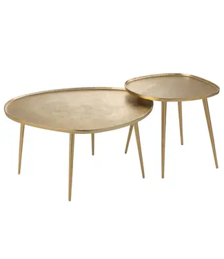 J-line  J-Line bijzettafel Vinta - aluminium - goud - set van 2