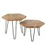 J-line  J-Line bijzettafel hexagon - hout/metaal - naturel - 2 stuks