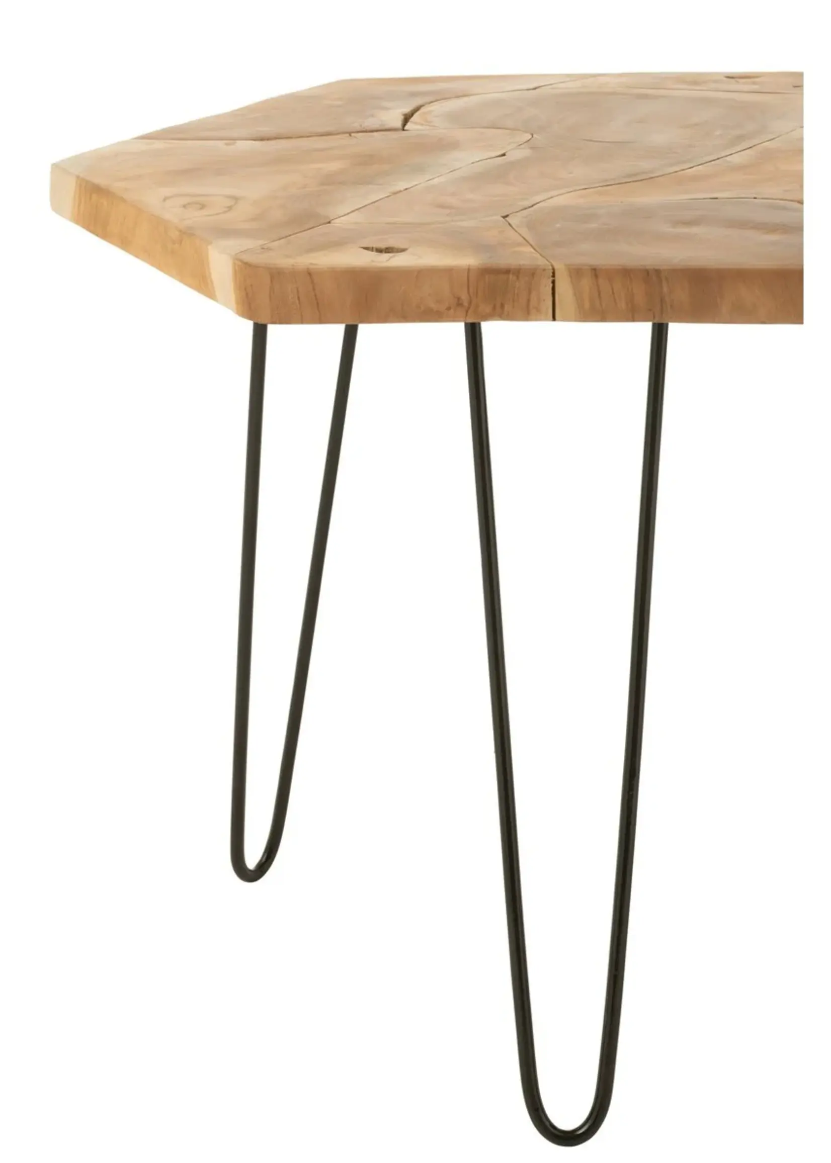 J-line  J-Line bijzettafel hexagon - hout/metaal - naturel - 2 stuks
