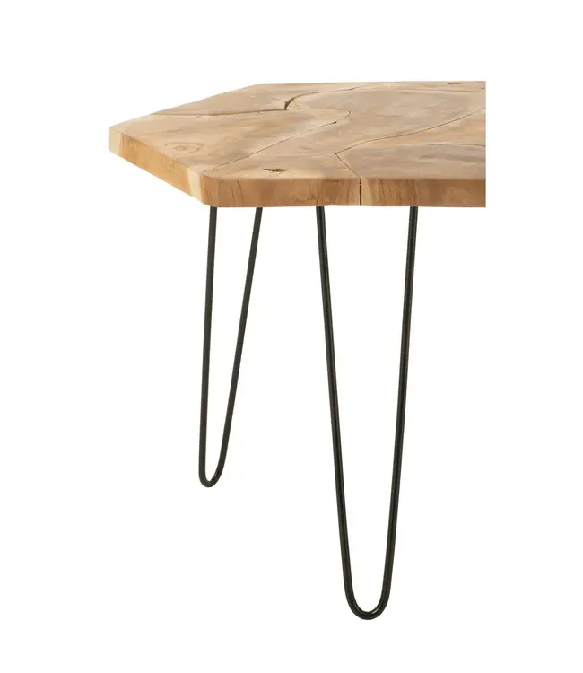 J-line  J-Line bijzettafel hexagon - hout/metaal - naturel - 2 stuks
