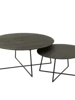 J-line  J-Line bijzettafel Rond - hout/metaal - zwart - set van 2