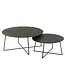 J-line  J-Line bijzettafel Rond - hout/metaal - zwart - set van 2
