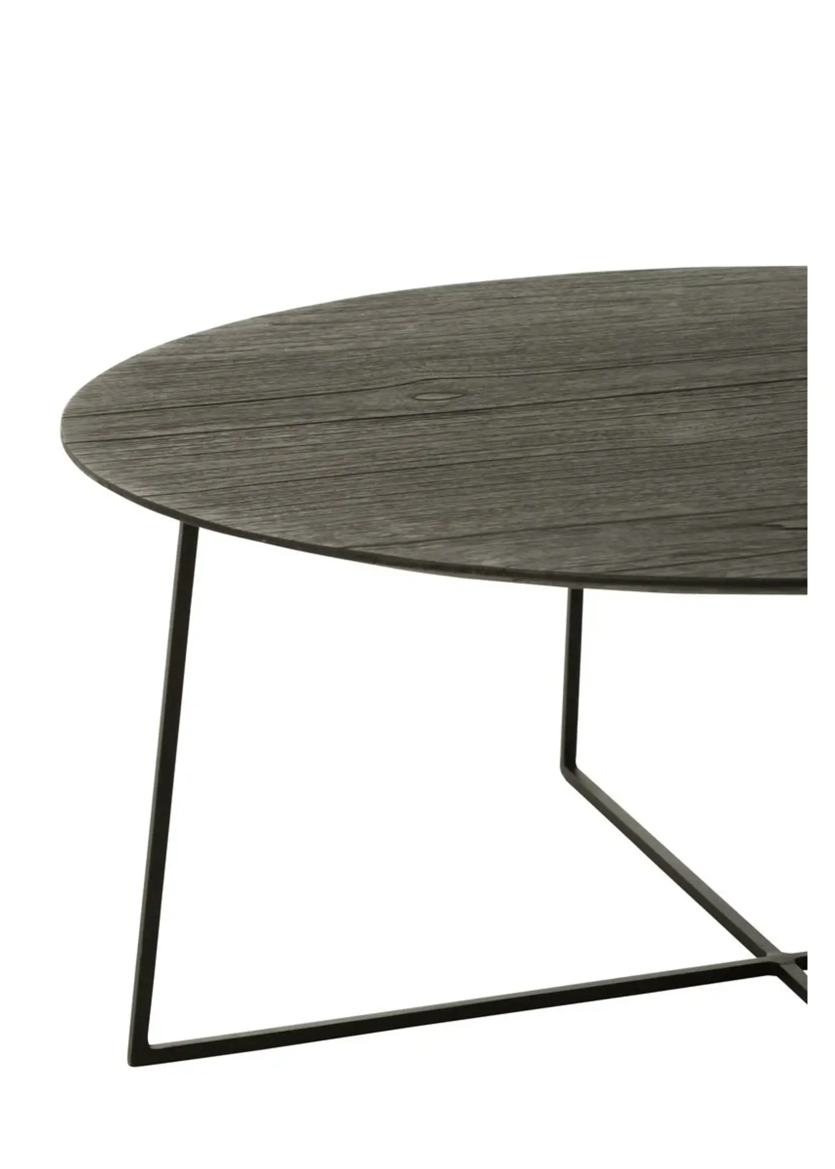 J-line  J-Line bijzettafel Rond - hout/metaal - zwart - set van 2