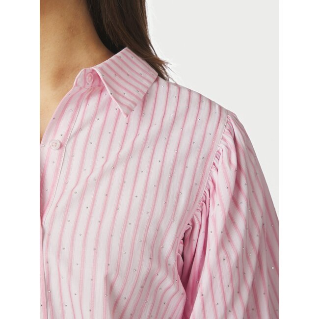 Neo Noir Etta Soft Stripe Stone Blouse 166416 - Light Pink