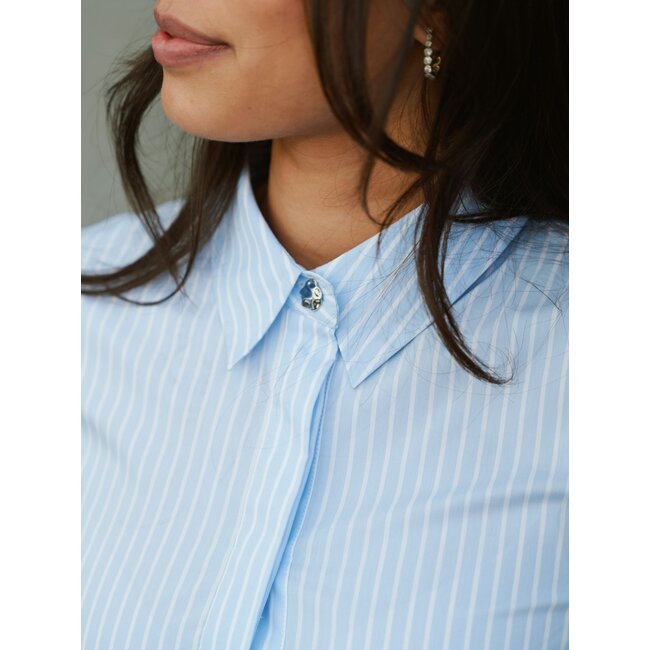 Neo Noir Frannie Soft Stripe Shirt  169738 - Licht Blauw