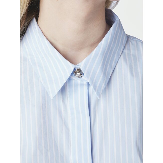 Neo Noir Frannie Soft Stripe Shirt  169738 - Licht Blauw