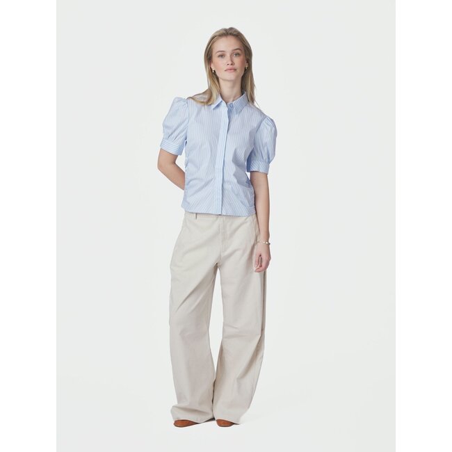 Neo Noir Frannie Soft Stripe Shirt  169738 - Licht Blauw