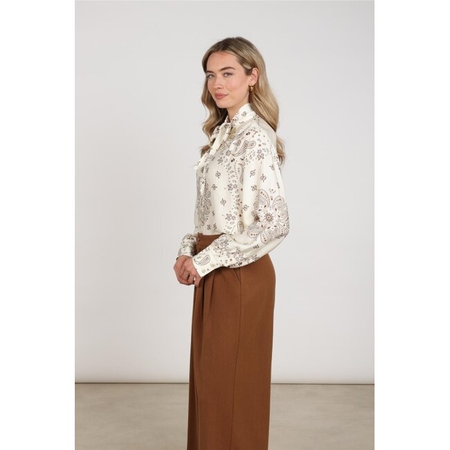 Nukus Angie Tie Paisley Blouse NKF02201 - Offwhite/Toffee