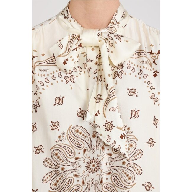 Nukus Angie Tie Paisley Blouse NKF02201 - Offwhite/Toffee