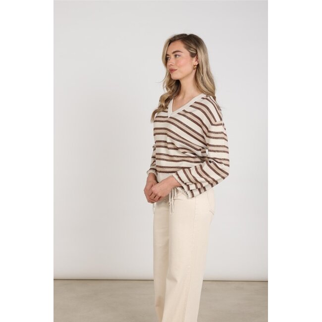 Nukus Kim Stripe Pullover NKF03054 - Sand/Toffee
