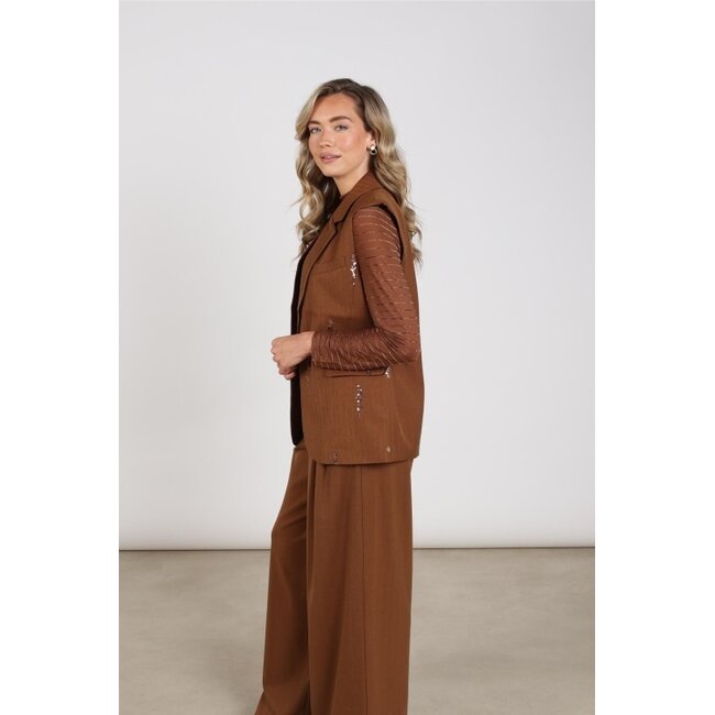 Nukus Chlo Paillet Gilet NKF08045 - Espresso