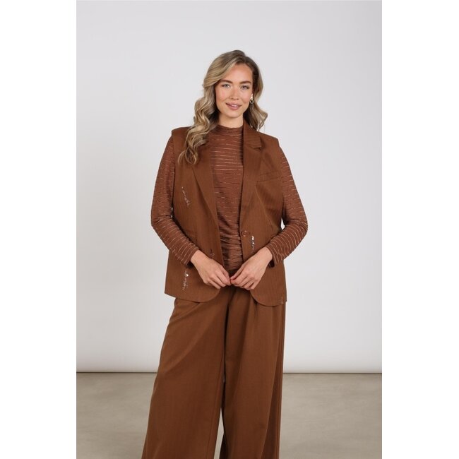 Nukus Chlo Paillet Gilet NKF08045 - Espresso