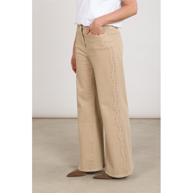 Nukus Tessa Pants Strass Flared Leg Pantalon NKF09114 - Sand