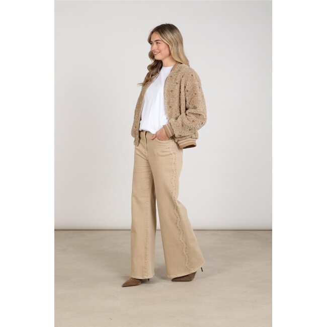 Nukus Tessa Pants Strass Flared Leg Pantalon NKF09114 - Sand