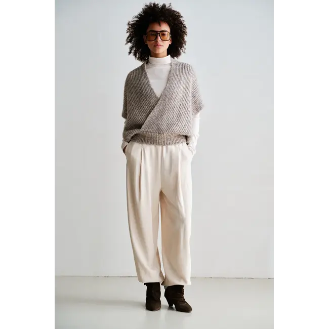 Penn&Ink W26C396 Overslag Jumper - Brown Melange