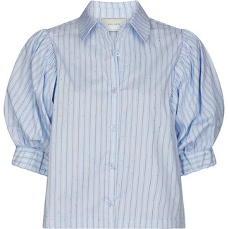 Neo Noir Etta Stripe Stone Shirt 168625 145 - Light Blue