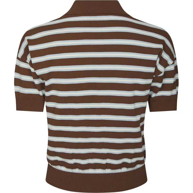 Neo Noir Emira Knit Polo Top 168576 676 - Dark Brown