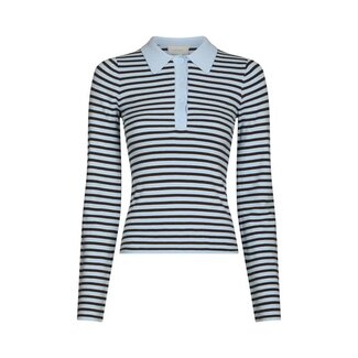 Neo Noir Fannya LS Striped Knit Polo 169865 665 - Light Blue