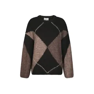 Neo Noir Inga Check Fluff Knit 165205 676 - Dark Brown