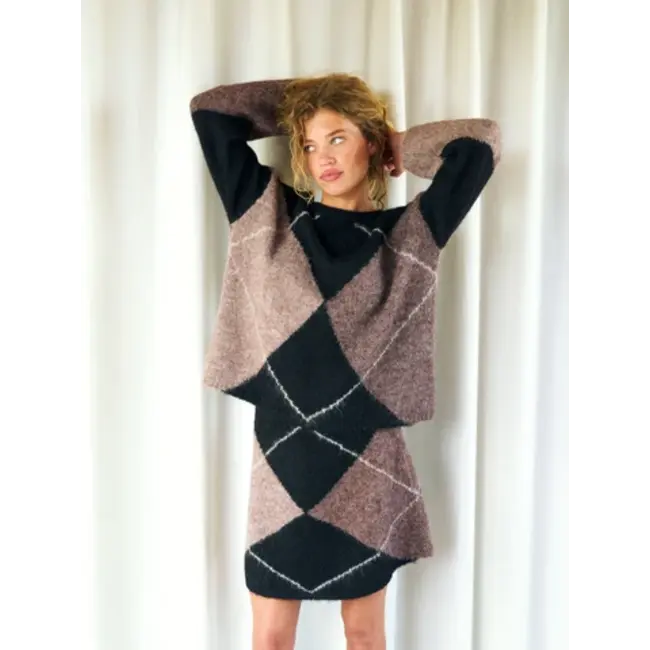 Neo Noir Inga Check Fluff Knit 165205 676 - Dark Brown