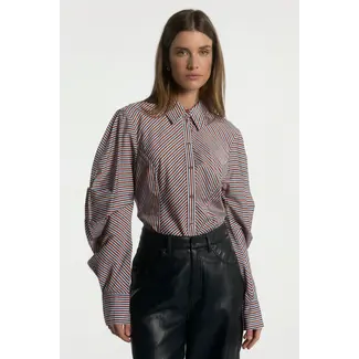 Aaiko  Isabel Stripe VIS 528 Blouse 101626 190913 - Fudge