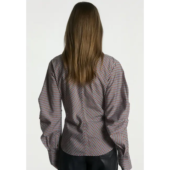Aaiko  Isabel Stripe VIS 528 Blouse 101626 190913 - Fudge