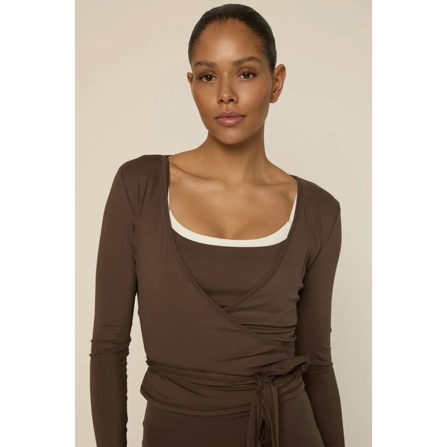 The Lola Club Bruna-004 Wrap Top - Espresso
