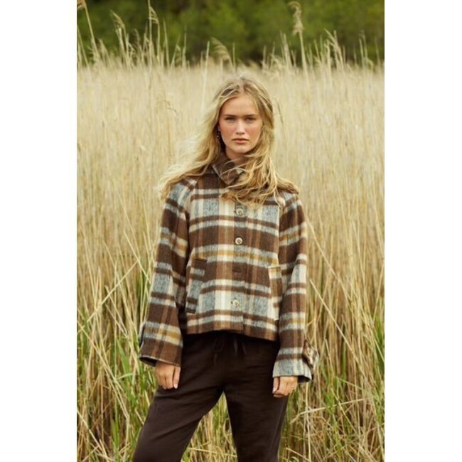 Neo Noir Quinn Check Jacket 167488 543 - Camel