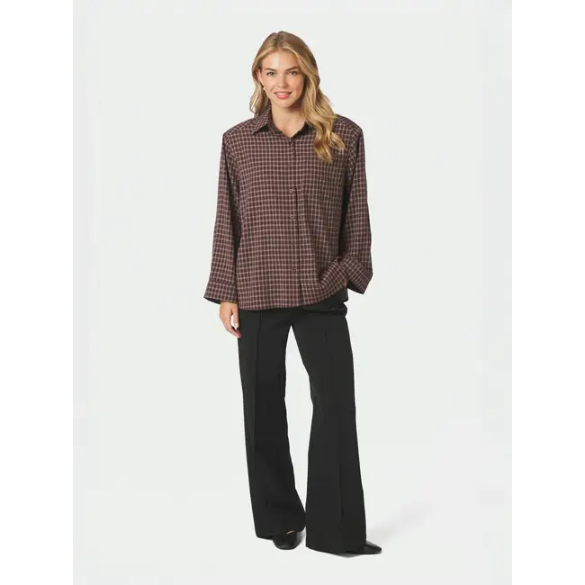 Neo Noir Anella Check Bloese 170207 345 - Chocolate Plum