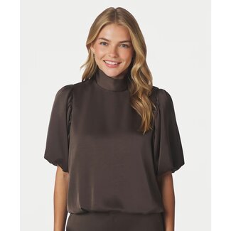 Neo Noir Parisa Heavy Sateen Blouse 170396 676 - Dark Brown