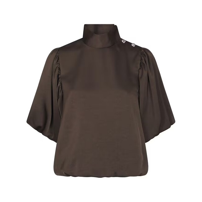 Neo Noir Parisa Heavy Sateen Blouse 170396 676 - Dark Brown