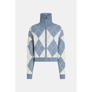 Penn&Ink W26C398 54/05 Cardigan- Blue/Ecru