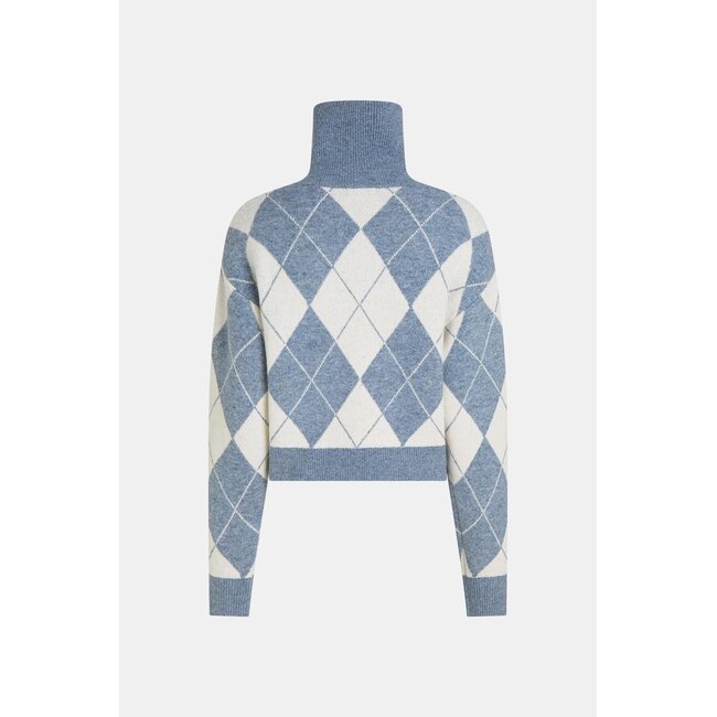 Penn&Ink W26C398 Cardigan- Blue/Ecru