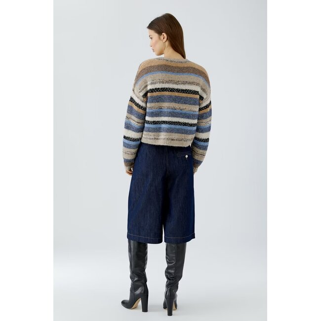 Oui 0098069 Pullover 0815 - Light Brown/Blue