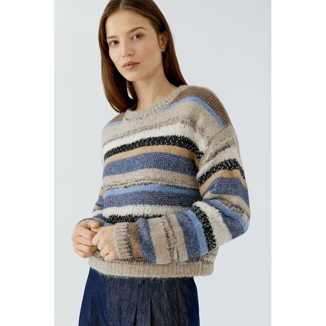 Oui 0098069 Pullover 0815 - Light Brown/Blue