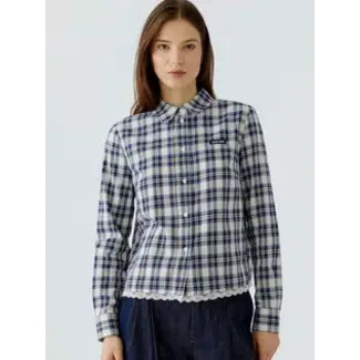 Oui 0100416 Blouse 0105 - White/Blue