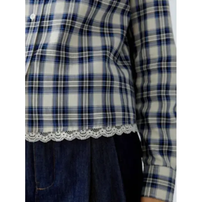 Oui 0100416 Blouse 0105 - White/Blue