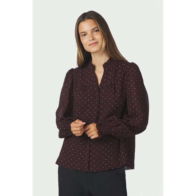 Neo Noir Astrida Dotted Blouse 170798 174 - Burgundy